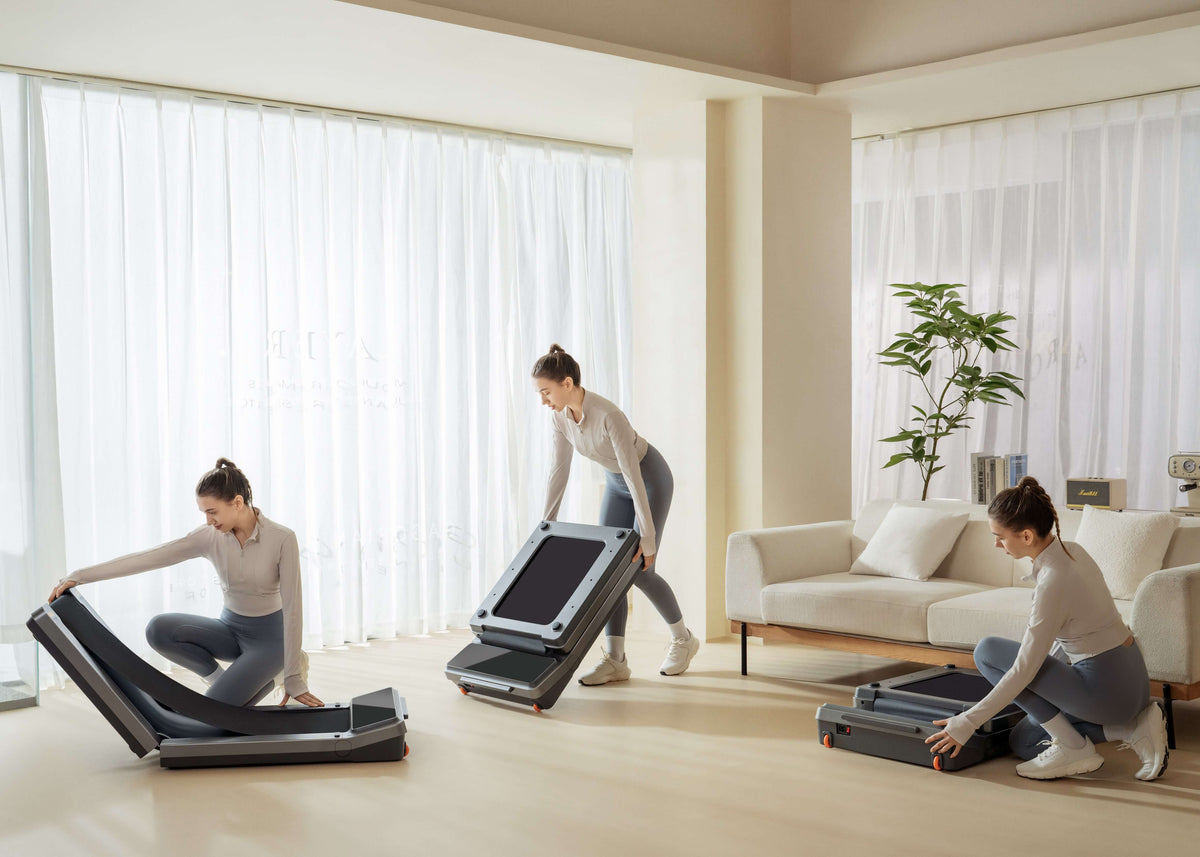 Demonstrate the folding steps for the Walking Pad